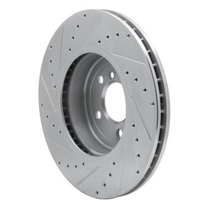 BMW 640i Gran Coupe Brake Rotor (1) - Front Right - R1 Concepts - Drilled & Slotted - Silver - `11-`19